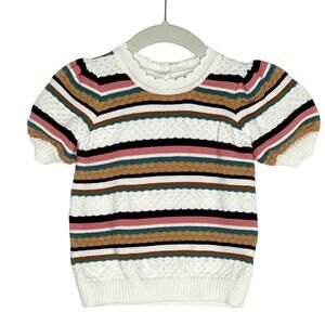 Janie and Jack 18 24 Months Striped Puff Sleeve Sweater Top Multicolor